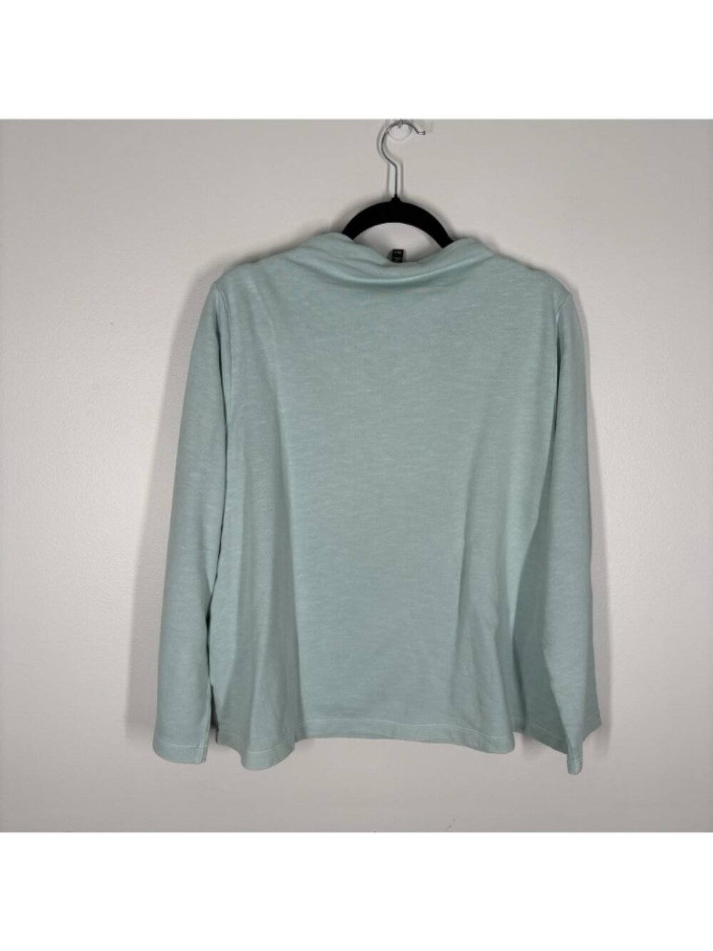 Eileen Fisher Women M Pool Blue Garment-Dyed Terry Funnel Neck Top NWOT - Picture 8 of 9
